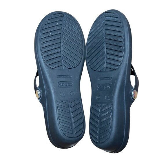 Womens Crocs Black Platform Sandals W11 With Silver Buckle Accent - Picture 7 of 11